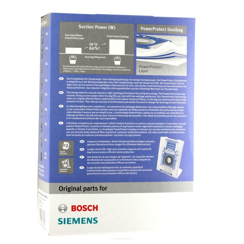 Sacs POWERPROTECT DUSTBAG, TYPE G ALL BOSCH et SIEMENS
