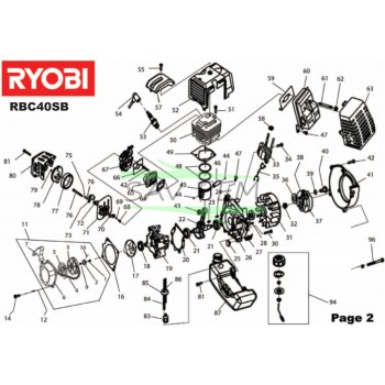 Couvercle boîte filtre à air débroussailleuse RYOBI RBC40SB