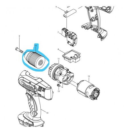 Mandrin Pour Perceuse Visseuse Makita Ddf Bhp