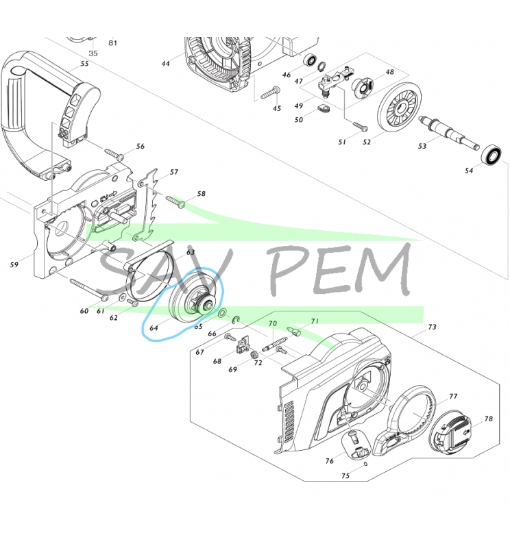 Ensemble pignon tronçonneuse MAKITA UC4030A - UC4551A