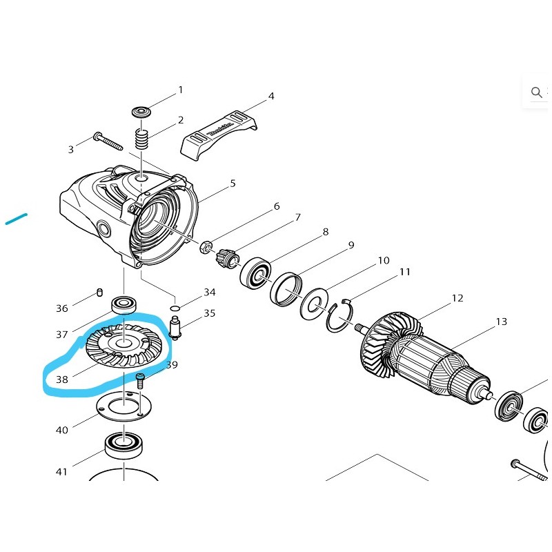 Pignon de renvoi d'angle meuleuses MAKITA GA9020 - MT903