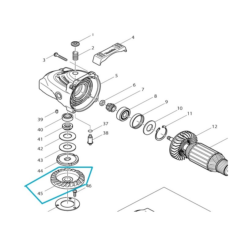 Pignon de renvoi d'angle meuleuses MAKITA GA9030 - GA9040